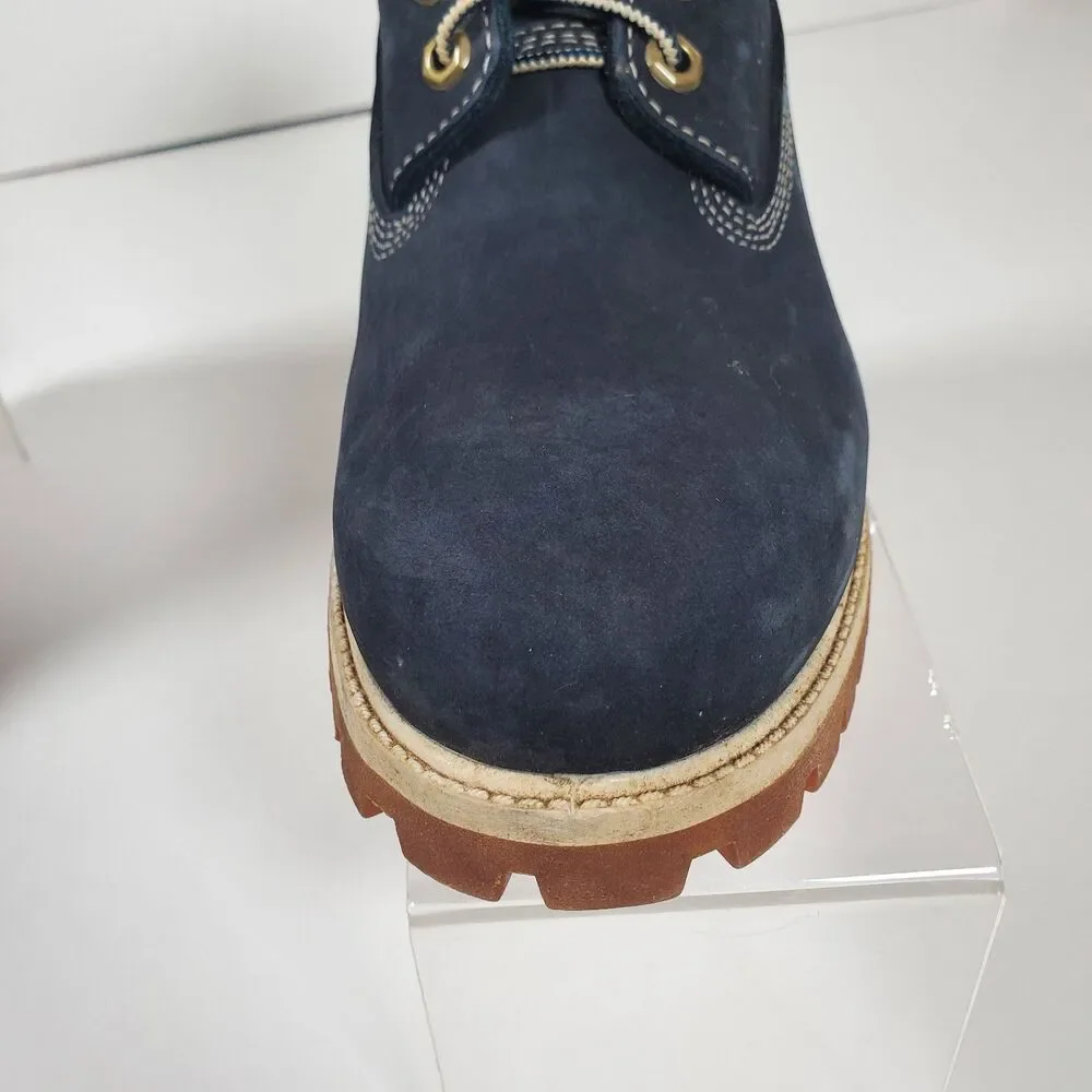 Timberland Men’s Premium 6-Inch Waterproof Boots 8.5M Navy Nubuck White Collar - Picture 11 of 16